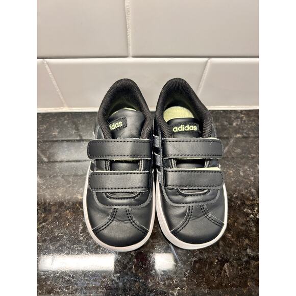 Adidas Kids Vl Court 2.0 Low Athletic Sneaker Shoes Slip on Black‎ White Size 6K - Picture 4 of 10